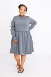 Betty Long Sleeve Tiered MINI Swing Dress Grey