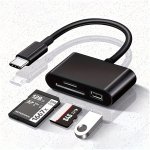 1PACK USB C Sd Card Reader Adapter Type C Micro Sd Tf Card Reader Multifunction 3 In 1 Otg Adapter For Laptop Ipad PC