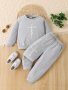 Baby's Faith Print Casual Sport 2PCS Set - Long Sleeve Crew Neck Pullover Top & Pants For Fall Winter