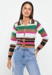 Front Knitted Hook And Eye Cardigan - Multi