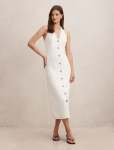 Amy Halter Denim Maxi Dress - 16 Porcelain