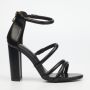 Women Black Faux Leather Block