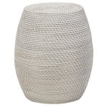 Harmony White Rattan Drum Stool