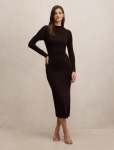 Sammy Glitter Long Sleeve Bodycon Dress - 16 Dark Chocolate