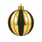 Xmas Ball Glass 80MM Gold With Green Stripe