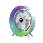 Zs - USB Power Desktop Rechargeable Portable MINI Rotatable Lighting Fan - Pink