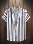 Vertical Striped Men's Casual Short Sleeve Button Down Shirt Summer Men's Clothing