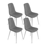 Modawhly Dining Chairs Set Of 4 Modern Comfy Fabric Armless Chairs With Silver Metal Legs Gray Dining Room Chairs Set For 4 For