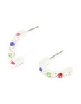 Silver Diamante Multicoloured Huggie Earrings