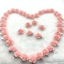 Elegant Sweet Alloy Rose Flower Hair Clips Set - 5pcs Pink Floral Hairpins For Girls 14+ - Color Matching Hair Accessories