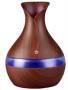 Ultrasonic Aroma Portable Humidifier Dark Wood Grain Finish - 300ML Water Capacity Vase Shaped Design 7 Soothing LED Lights USB Powered Purifies And