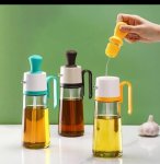 Glass Seasoning Bottle With Pastry Oil Brush For Cooking And Baking Assorted Colors 630 Ml Cooking Oil Dispenser Pack Of 1