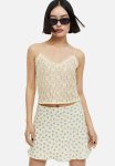 Sheer Lace Strappy Top - Yellow