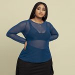 Plus Size Joy & Ash Power Mesh Top - Blue Sapphire