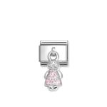 Composable Classic Link Pendant Girl Pink Stones