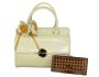 Fino Ladies Faux Leather Fashion Bag With Removable Flower & Purse Set