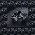 1PC Fashion 26 English Letters Ring With Double Beveled Edges Men's Stainless Steel Ring