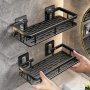 Aluminum Alloy Shower Caddy Shelves - 1/2 Pcs Wall Mounted Storage Rack For Bathroom Kitchen Toilet - No Drill Installation