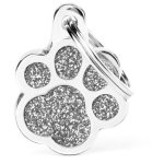 Myfamily Shine Glitter Paw Pet Id Tag - Grey Waggs Online Pet Shop
