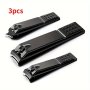 3PCS Black Stainless Steel Nail Clipper Nail Cutting Machine Professional Nail Trimmer High Quality Toe Nail Clipper Tool