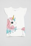 PoP Candy Unicorn Print Crew Neck Tee - White