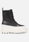 Calvin Klein Flatform Lace Up Boot Lth - Black bright White