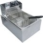 Brushed Stainless Steel Electric Deep Fryer With Dual Basket Hanger Rods 6L