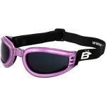 Birdz Eyewear Cardinal Padded Floating Motorcycle Goggles For Women Translucent Pink Frame With Clear Lenses Folding Goggles Sup