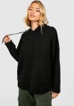 Chunky Rib Hoodie - Black