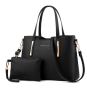 Noumiqiay Luxury Women Pu Leather Shoulder Crossbody Bag Handbags Set - Black