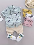 2PCS Baby's Feather Pattern Short-sleeve Shirt & Casual Shorts Toddler & Infant Boy's Clothing Set