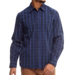 Jeep Mens Long Sleeves Yarndye Check Shirt Navy Multi - Navy Multi 5XL