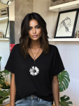 Black & White Daisy Oversized Tee - Black - Medium