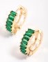 Goldair Gold Plated Cubic Zirconia Classic Baguette Hoop Earrings