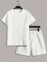 Men's Casual 2-PIECE Outfit Jacquard Summer T-Shirt & Shorts Set Stylish Short Sleeve Top Breathable Comfy Shorts