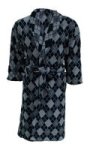 Bathrobe Terry Shawl Collar One Size Fits All - Diamond Black grey