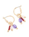 Goldair Gold Red White Purple Beaded Charm Hoop Earrings