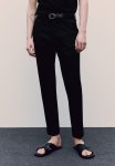Slim Fit Cotton Trousers - Black