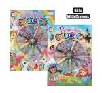 Book Colouring Girl W wax Crayons Asstd