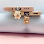 1PC Cute Bear Mobile Phone Dust Plug Suitable For Iphone type-c Android Connectors