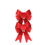 Bow Set Of 2PCS Pvc Red With Gold Bells 13X17CM