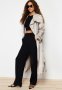 Oversize Wide-cut Collar Button Shiny Belted Trench Coat - Beige