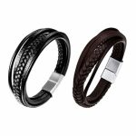 Killer Deals Handmade Woven Vegan Pu Leather Bracelet- Black Buckle - Best Bargains Online