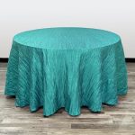 Your Chair Covers - 120 Inch Round Crinkle Taffeta Tablecloth - Teal Crushed Shiny Dining Table Cloth For Wedding Party Birthday