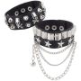 2 Pack Punk Bracelet Faux Leather Gothic Rivet Cuff For Men Women