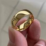 18K Gold Plated Stainless Steel Ring For Men And Women 6MM Wide Simple Elegant Finish Classic Wedding Engagement Band No Mosaic 