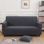 1PC Dark Grey Elastic Sofa Slipcover Non-slip All-season Universal Elastic Sofa Cover Furniture Protector For Bedroom Office Liv