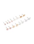 Goldair Gold Diamante Flower & Bow Earrings 8-PACK
