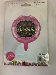 18 Inch Happy Birthday Foil Black & Pink