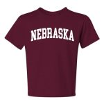 Wild Bobby State Of Nebraska College Style White Fashion Unisex Boys Girls Graphic Youth T-Shirt Maroon XL